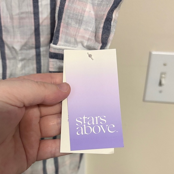 NWT Stars Above Pink and Grey Striped Flannel Nightgown - Picture 2 of 5